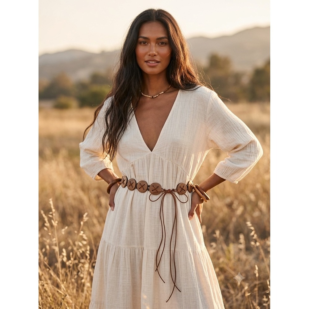 Coconut concho discs belt brown boho‎ western artsy